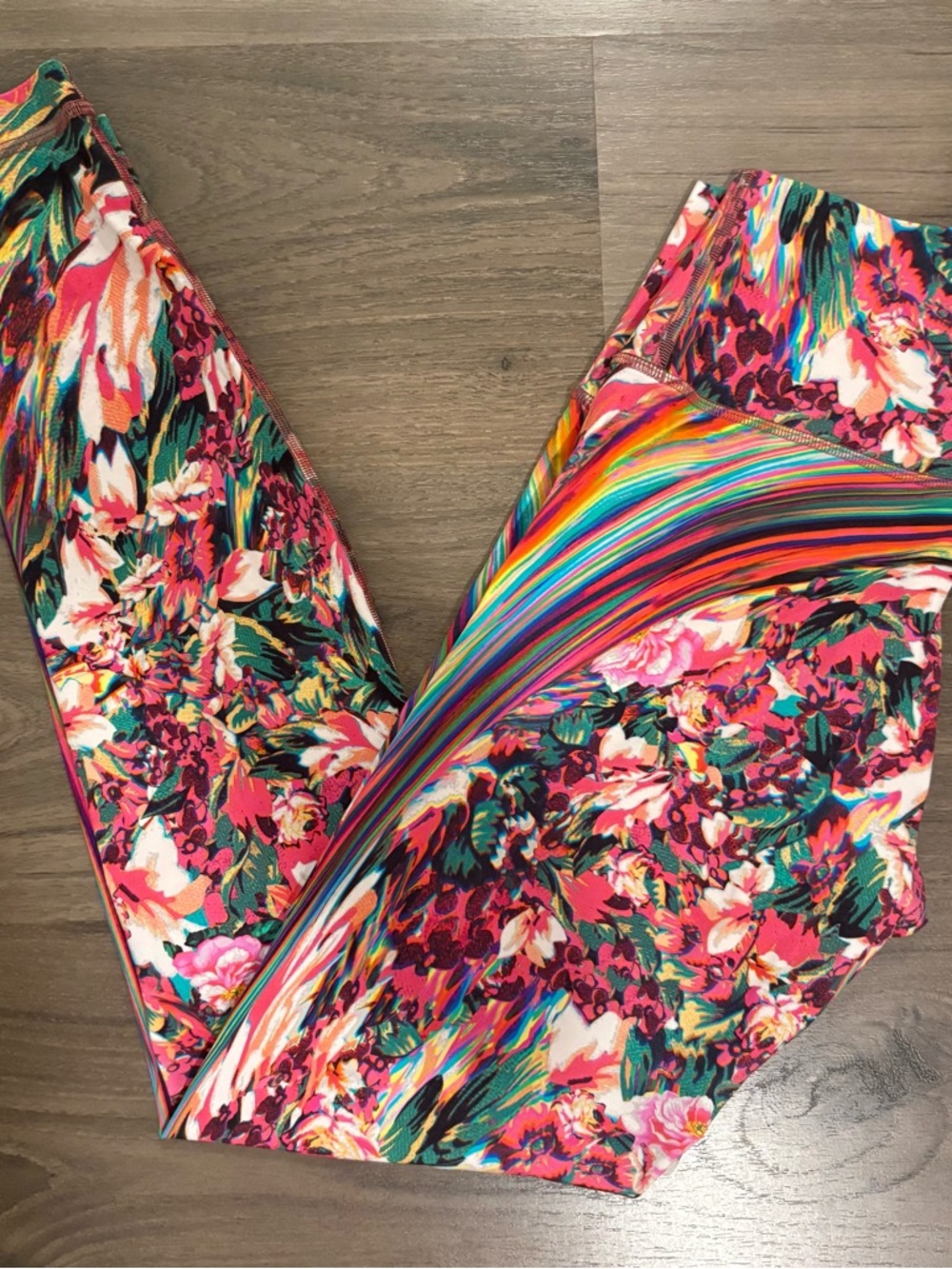 lululemon rainbow floral & stripped leggings